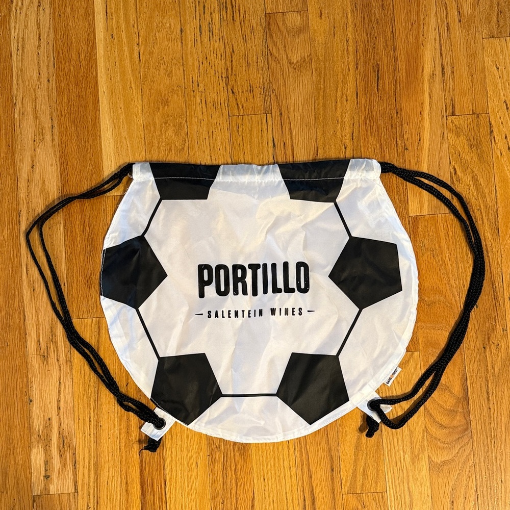 Game Time White and Black Drawstring Bag